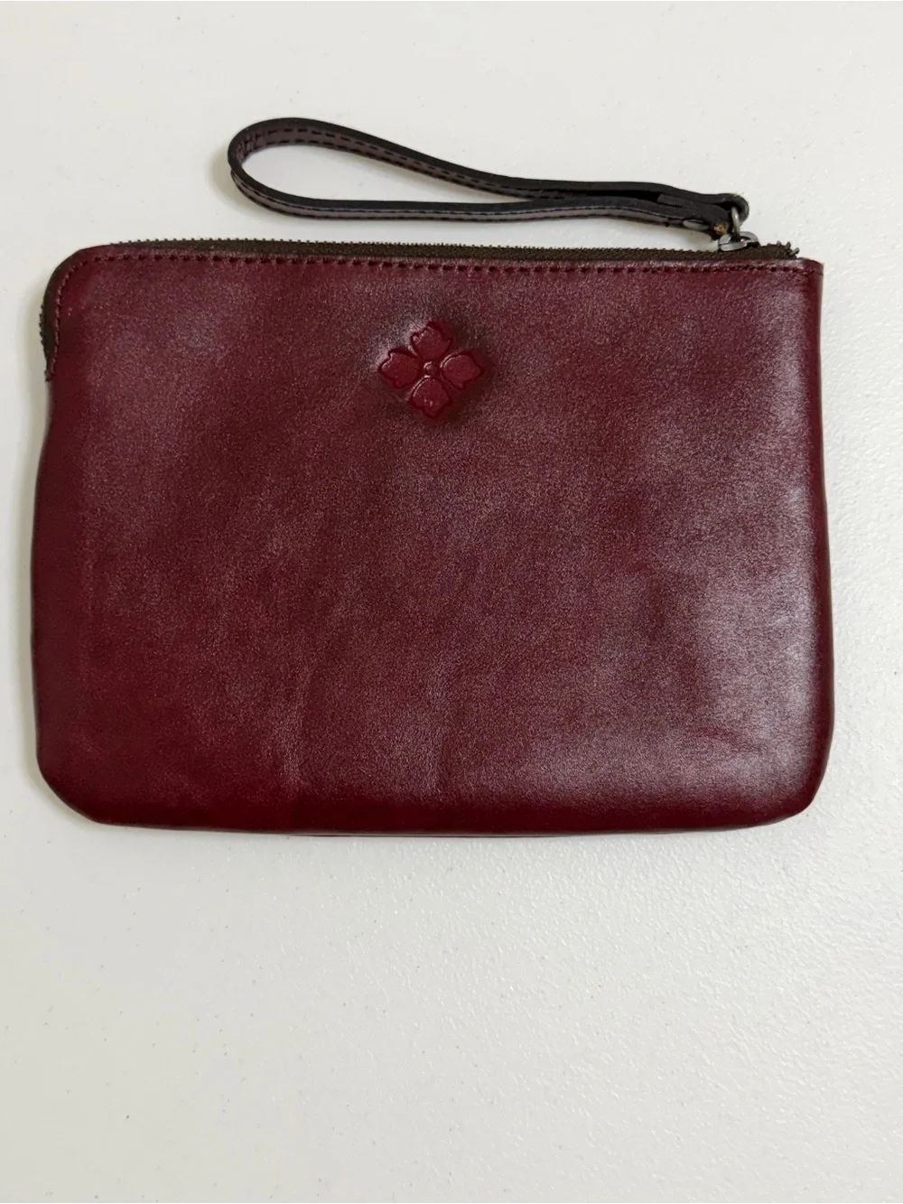 Patricia Nash Oxblood Tooled Leather Wristlet P349244 Floral Continental Pouch